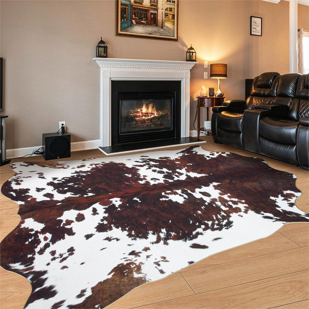 coffinsea cowhide rug cow print 6.2x7.6 ft adds rustic focal point to living room