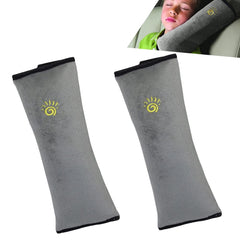 COFFLED gray seat belt pillow for kids offers cozy neck support on car trips.