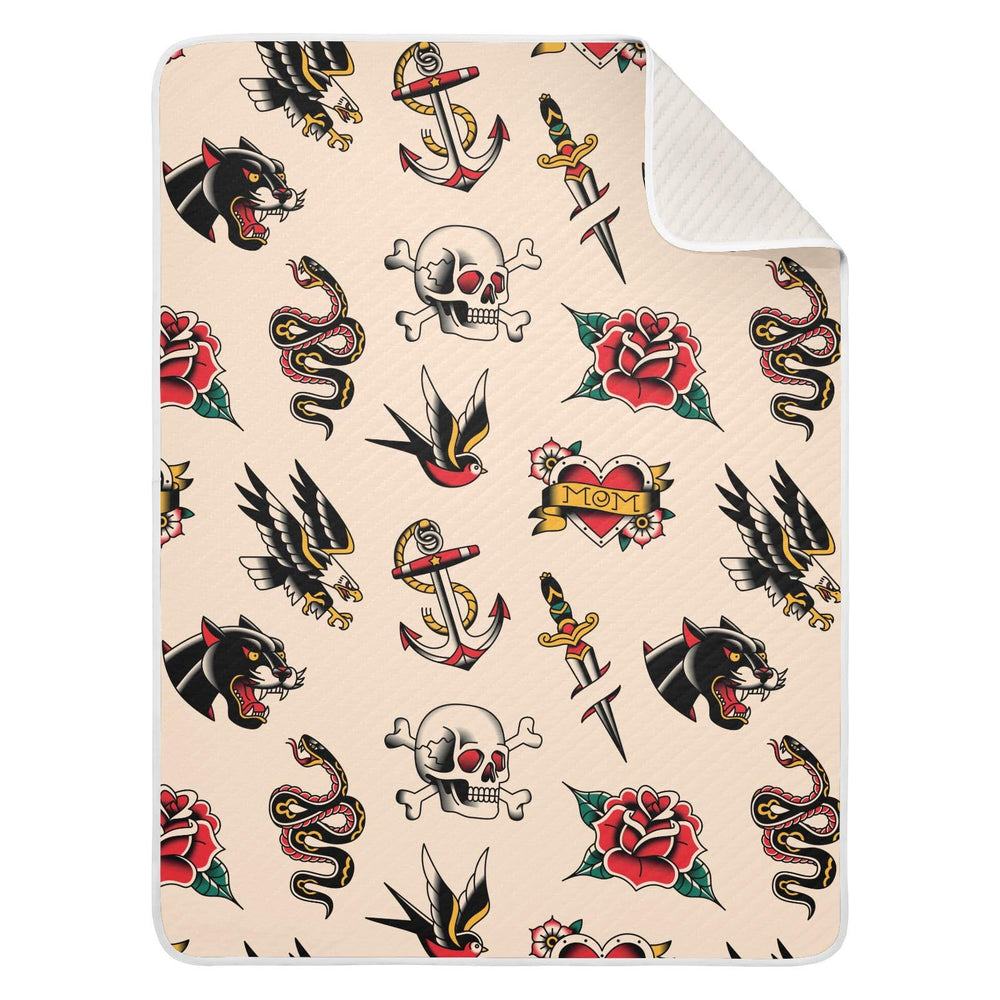 Coikll old-school tattoo baby blanket 30x40 in soft cotton blend for gentle warmth