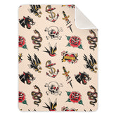 Coikll old-school tattoo baby blanket 30x40 in soft cotton blend for gentle warmth