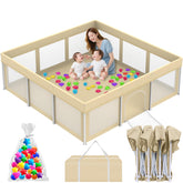 Coilace foldable playpen 71x71 beige provides spacious safety for babies indoors.