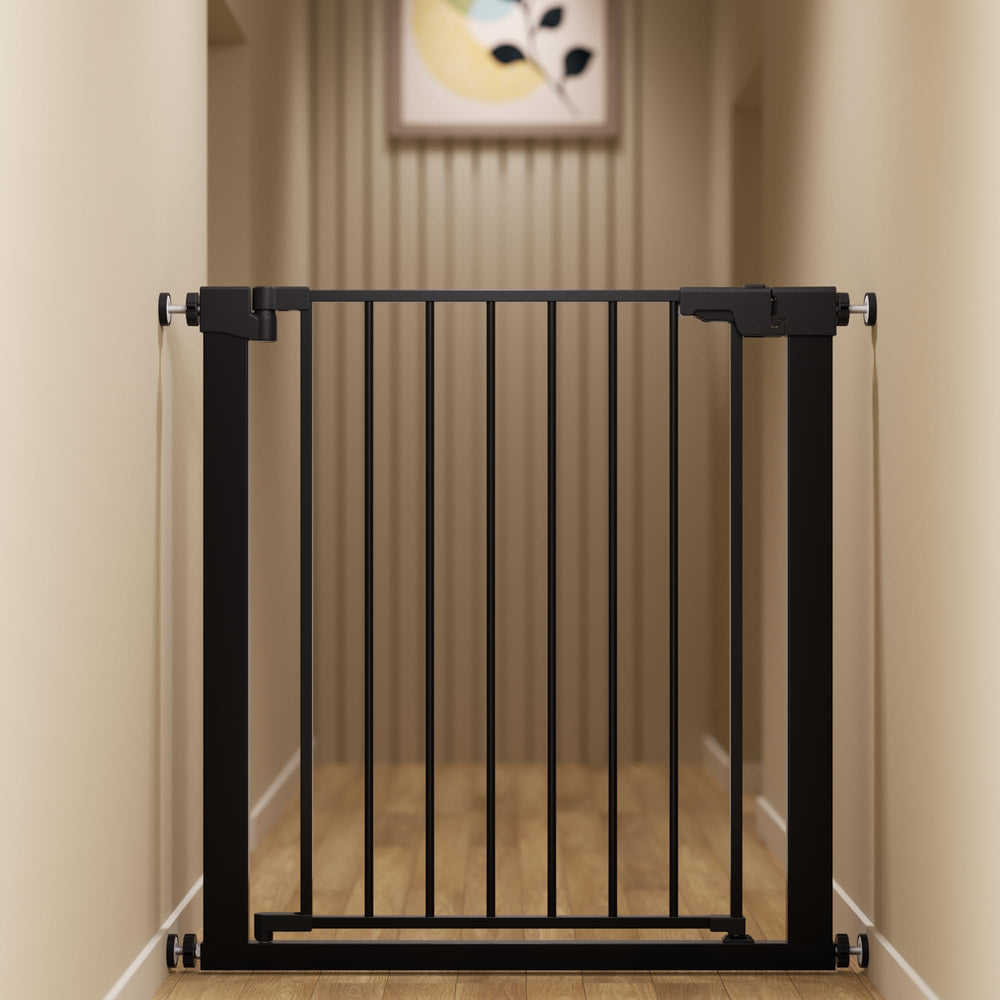 Colbabe 29-32 inch metal baby gate for stairs and doorways keeps little ones secure.