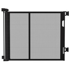 Colbabe retractable gate full-width setup demonstrates 100-inch reach for open floor plans.
