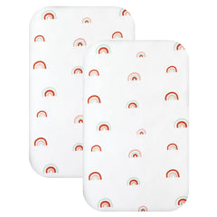 Coldwind Rainbow bassinet sheet set, 2-pack, on a universal-fit surface for cozy baby sleep.