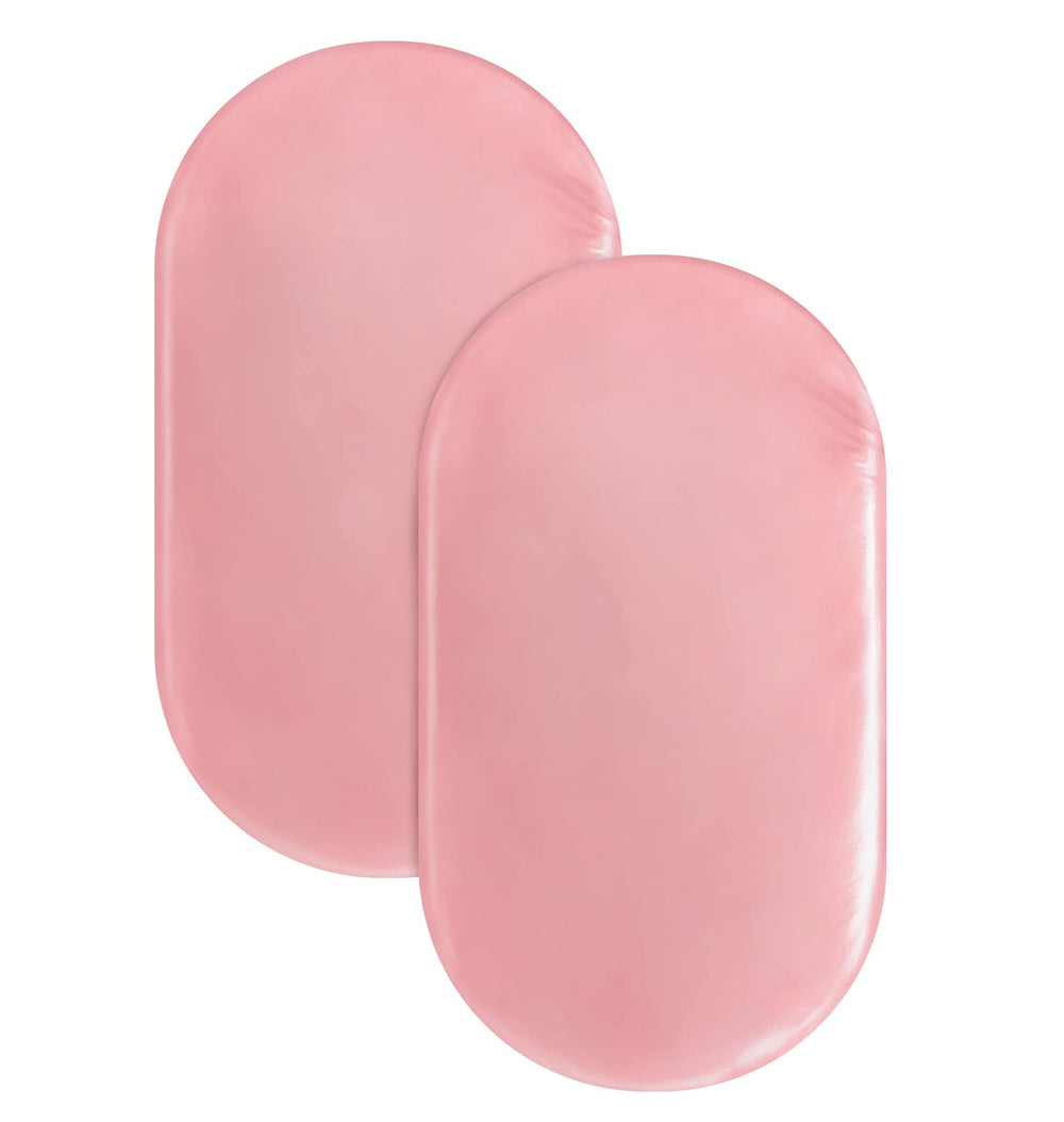 Coldwind satin bassinet sheet pink, flat lay, silky texture for gentle baby touch.