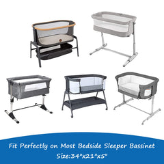 Coldwind universal-fit bassinet sheet showing snug elastic bottom for secure placement.