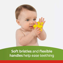 Colgate Baby Toothbrush offers flexible handles for easy grip by infants.