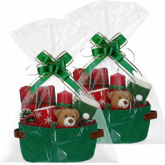 Colingmill Christmas basket with handle and bow, ideal for gift presentation.