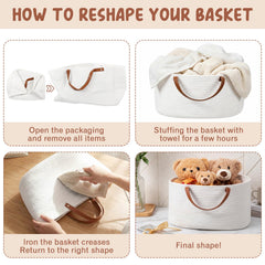 Colingmill basket used for baby items and toys to stay organized.