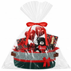 Colingmill Valentine basket empty with green handle, ideal for DIY gift prep