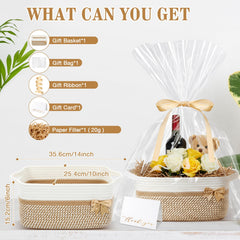Colingmill white-brown striped woven basket with sturdy handles for easy transport.