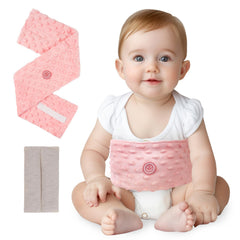 Comfheat flaxseed tummy wrap in pink provides soft heat for tiny tummies.