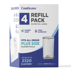 COMFICOVE Dekor Plus refills four-pack for easy diaper disposal and odor control