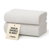 Comforista muslin swaddle blanket 40x40 white pack-2 flat lay for easy newborn wrapping