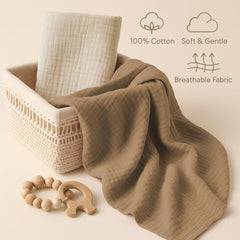 Breathable Comforista muslin fabric enhances airflow for baby comfort.