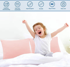 Comfort Beddings blush pink 13x18 toddler pillowcase in machine-washable fabric for easy care.