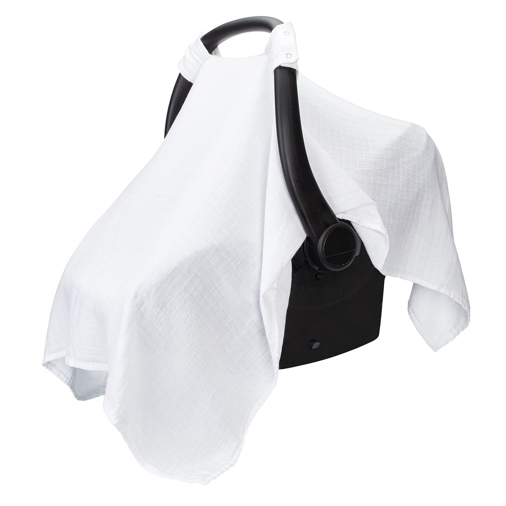 Comfy Cubs baby car seat cover soft fabric close-up for gentle comfort.