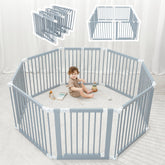 Comfy Cubs baby gate playpen fully assembled for fast, tool-free setup.
