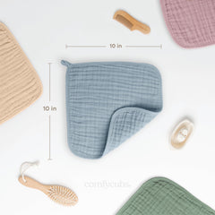 Comfy Cubs durable muslin fabric that stays absorbent after washing.