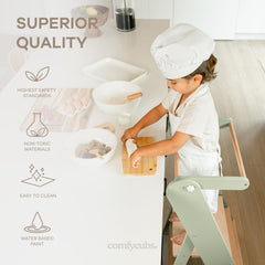 Comfy Cubs step stool level 2 in sage enables higher counter access