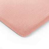 Comfy Cubs muslin bassinet sheet lace pink packaging—gift-ready presentation.