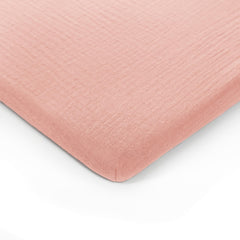 Comfy Cubs muslin bassinet sheet lace pink packaging—gift-ready presentation.