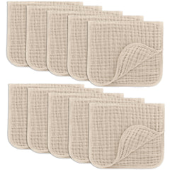 Comfy Cubs muslin burp cloth with full coverage for shoulder protection and mess control.