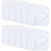 Comfy Cubs muslin burp cloths with a 6-layer absorbent design for drool protection.