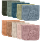 Comfy Cubs muslin burp cloths pack—soft protection for drool and spills on baby clothing.
