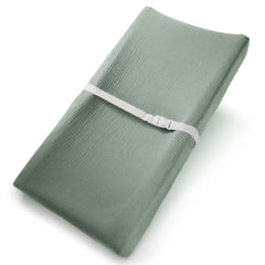 Comfy Cubs muslin changing pad cover close-up shows soft texture for baby comfort.