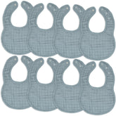 Comfy Cubs pacific blue muslin bibs absorb drool and spills.