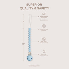 Comfy Cubs CPSIA-certified pacifier clip safety and durability you can trust.