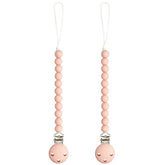 Comfy Cubs pacifier clips in blush color secure pacifiers for quick reach.