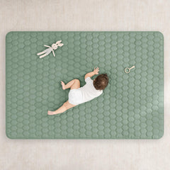 Comfy Cubs rectangle play mat closeup, quilt stitching for cushioned comfort.