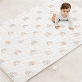 Comfy Cubs rectangle play mat top view showing generous play area for toddlers