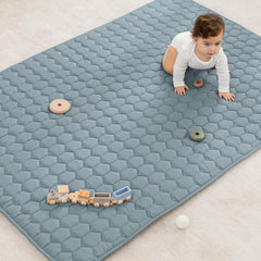 Comfy Cubs rectangle play mat in Pacific Blue offers soft plush surface for safe crawling