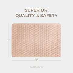 Quilted padding on Comfy Cubs mat adds extra comfort during playtime.