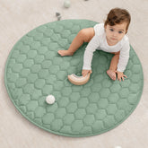 Comfy Cubs round play mat in Fern color, soft surface for safe crawling