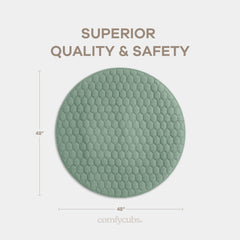 Comfy Cubs Fern round play mat close-up, soft plush texture for safe play