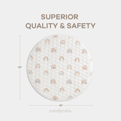 Comfy Cubs round play mat quilted edges close-up highlighting padded comfort