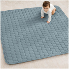 Comfy Cubs square play mat in Pacific Blue for cozy floor play and crawling.