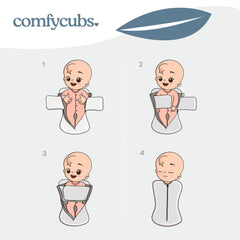 Comfy Cubs newborn swaddle in 0-3 months supports gentle transition.