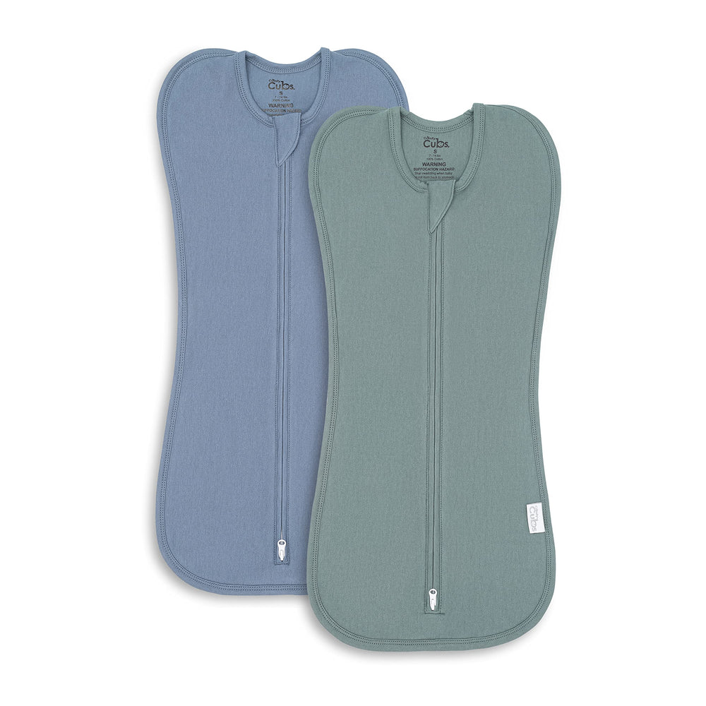 Comfy Cubs Swaddle Nomadic Blue two-pack front view for easy wrap and sleep