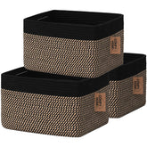 COMFY-HOMI 3-pack cotton rope basket with handles for organized shelves.