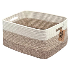 COMFY-HOMI basket with handles on shelves for tidy storage.
