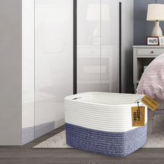 COMFY-HOMI navy rectangle basket front view, versatile for baby's room storage and decor.