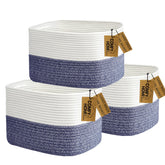 COMFY-HOMI navy rectangle basket with handles, ideal for shelf organization and toy storage.
