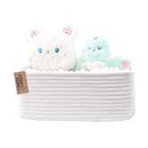 COMFY-HOMI storage basket side view in all white for neat shelf organization