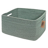 COMFY-HOMI cotton rope basket with handles for organized shelves in green.