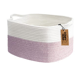 Comfy-Homi cotton rope basket with handles on a shelf for neat storage.